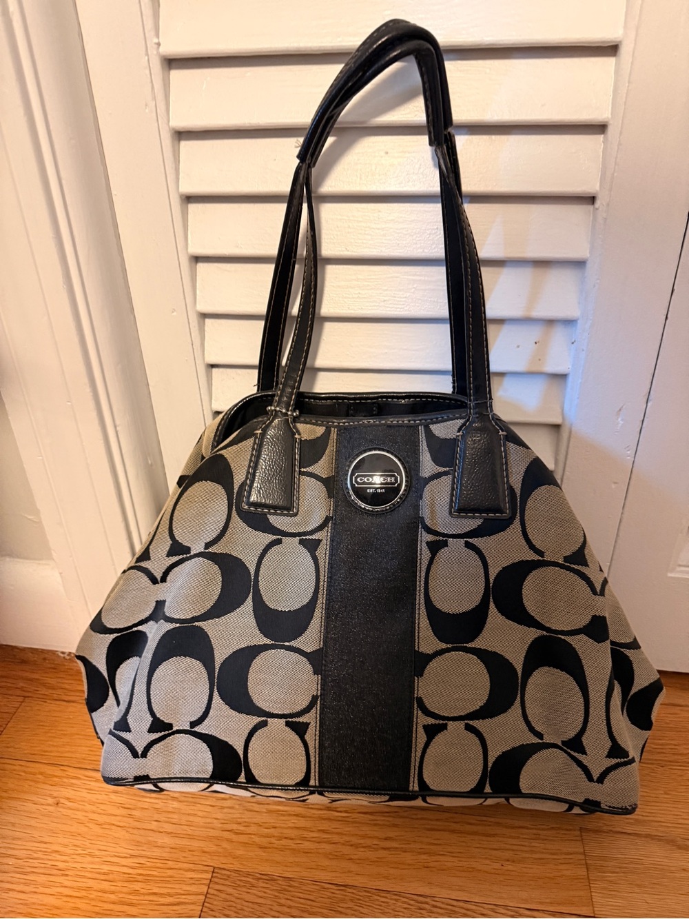 Coach Signature satchel Tote Bag kisslock